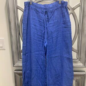 Meo Meli Italian Linen Wide Leg Blue Pants